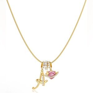 Gold and Pink Initial Pendant Necklace EVERY INITIAL AVAILABLE